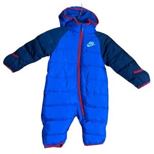 Nike Baby Boys Blue Hooded Fleece Lined Snowsuit 3 Month NWT